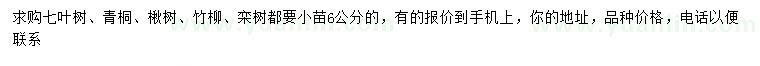 求購七葉樹、青桐、楸樹公分