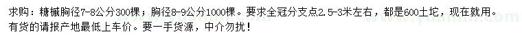 求購胸徑7-8、8-9公分糖槭