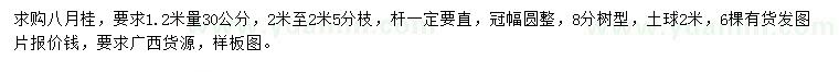 求購1.2米量30公分八月桂