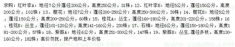 求購(gòu)紅葉李、櫻花、桂花等