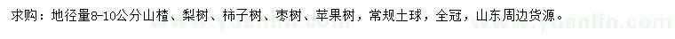 求購(gòu)山楂、梨樹、柿子樹等