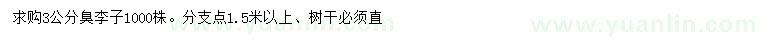求購(gòu)3公分臭李子
