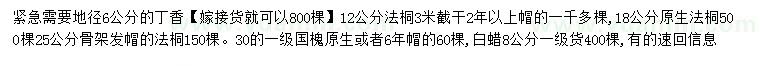 求購丁香、法桐、國槐等