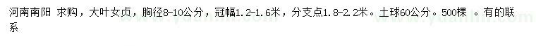求購胸徑8-10公分大葉女貞