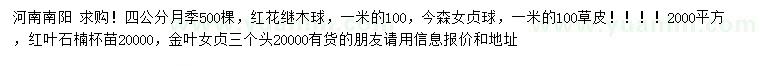 求購(gòu)月季、紅花繼木球、金森女貞球等