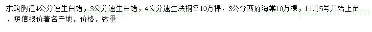 求購(gòu)速生白蠟、速生法桐、西府海棠