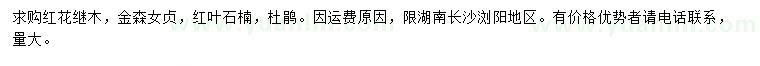 求購紅花繼木、金森女貞、紅葉石楠等