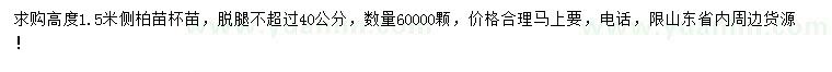 求購高1.5米側(cè)柏苗