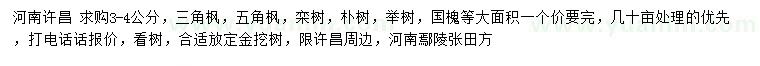求購三角楓、五角楓、欒樹等