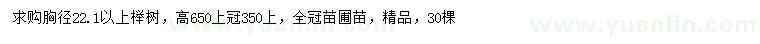 求購胸徑22公分以上櫸樹