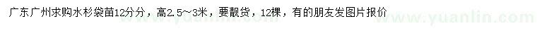 求購12分分水杉袋苗