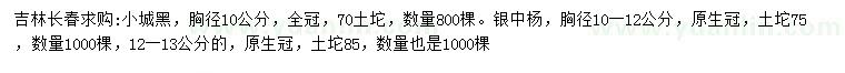 求購(gòu)胸徑10公分小城黑、10-12、12-13公分銀中楊