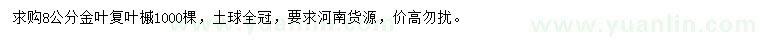 求購8公分金葉復葉槭