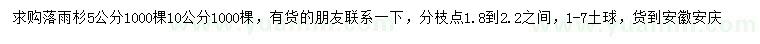 求購5、10公分落雨杉