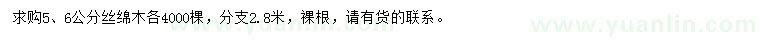 求購5、6公分絲綿木