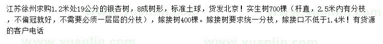 求購1.2米處量19公分銀杏