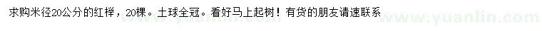 求購米徑20公分紅櫸