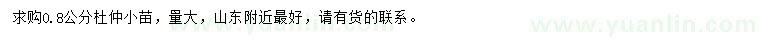 求購0.8公分杜仲小苗