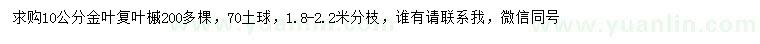 求購(gòu)10公分金葉復(fù)葉槭