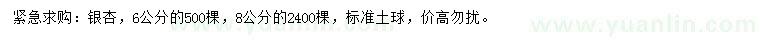 求購(gòu)6、8公分銀杏