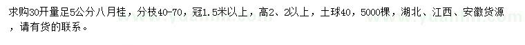 求購30開量足5公分八月桂