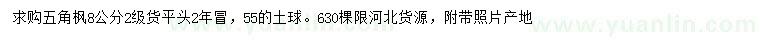 求購8公分五角楓