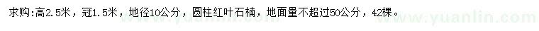 求購(gòu)地徑10公分紅葉石楠