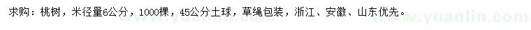 求購米徑6公分桃樹