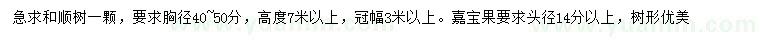 求購胸徑40-50公分和順樹、頭徑14公分以上嘉寶果