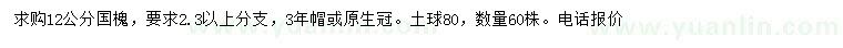 求購12公分國槐