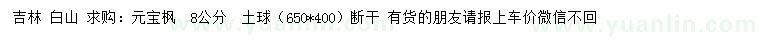 求購(gòu)8公分元寶楓