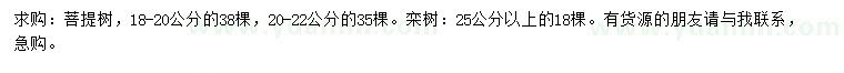 求購(gòu)18-20、20-22公分菩提樹(shù)、25公分以上欒樹(shù)