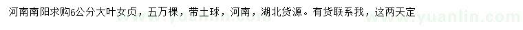求購6公分大葉女貞