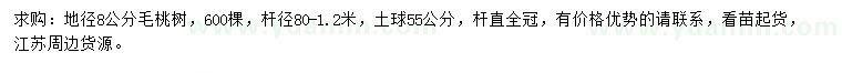 求購(gòu)地徑8公分毛桃樹