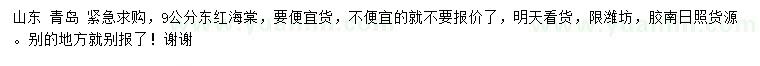 求購9公分冬紅海棠