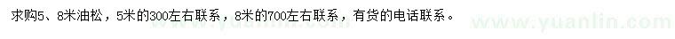 求購5、8米油松