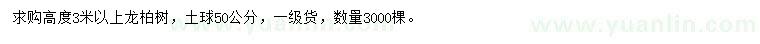 求購高3米以上龍柏樹