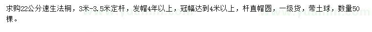求購22公分速生法桐