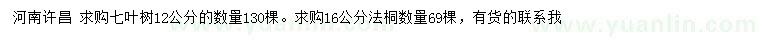 求購12公分七葉樹、16公分法桐