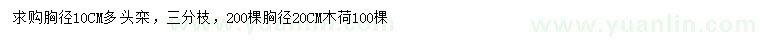 求購胸徑10公分多頭欒、20公分木荷