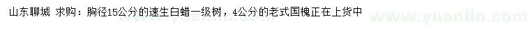 求購胸徑15公分速生白蠟、4公分老式國槐