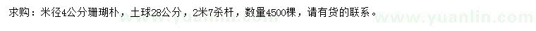 求購(gòu)米徑4公分珊瑚樸