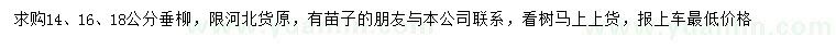 求購14、16、18公分垂柳