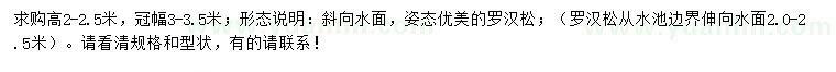 求購高2-2.5米羅漢松