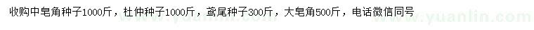求購(gòu)皂角種子、杜仲種子、鳶尾種子