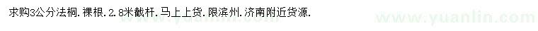 求購3公分法桐
