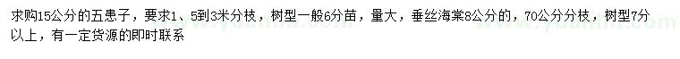 求購15公分五患子、8公分垂絲海棠