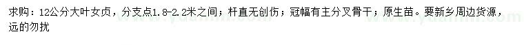 求購12公分大葉女貞
