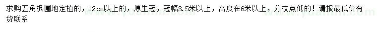 求購12公分以上五角楓