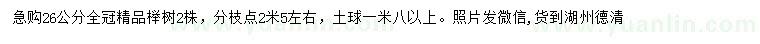 求購26公分精品櫸樹